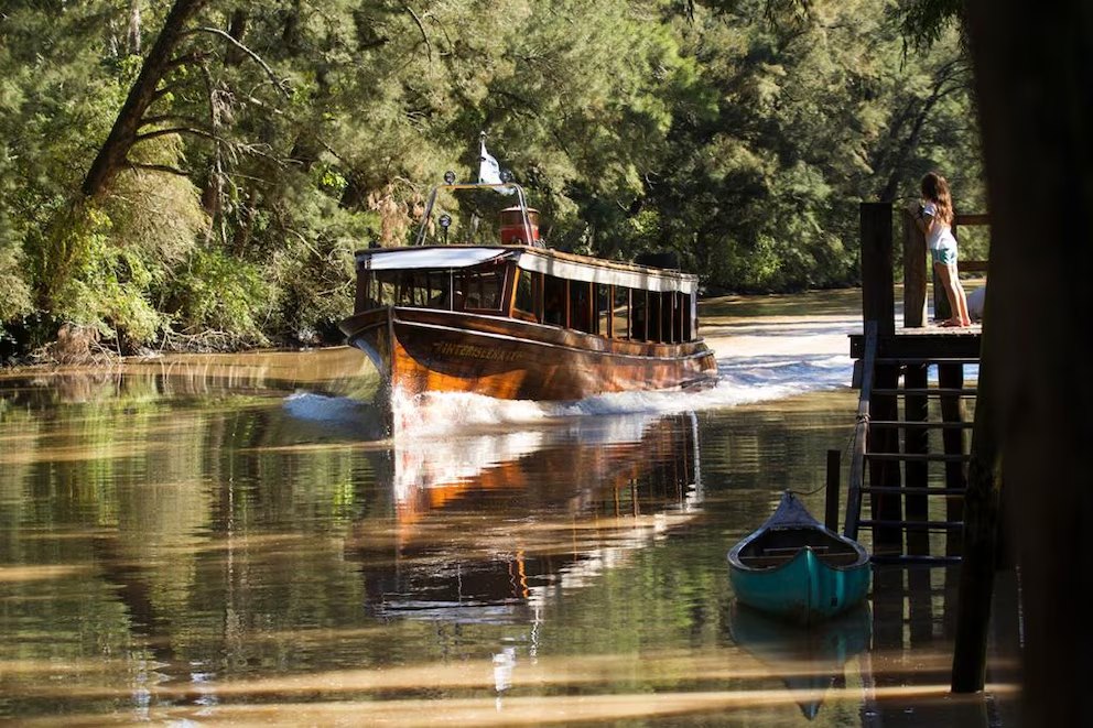 Passenger boat beside a dock in the Tigre Delta